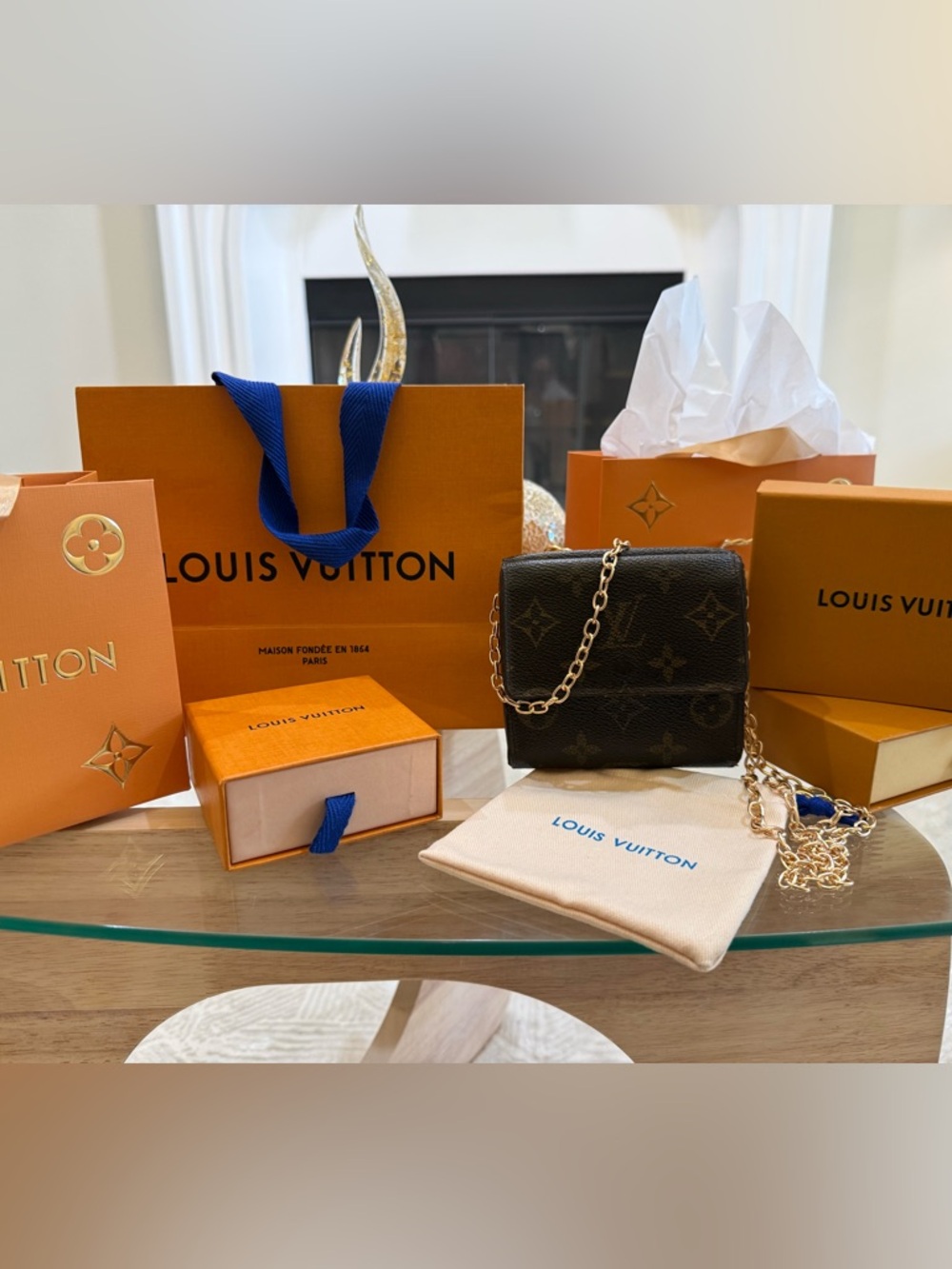 Louis Vuitton Porte Monnaie Monogram Pochette WalletClassic Tan Louis Vuitton